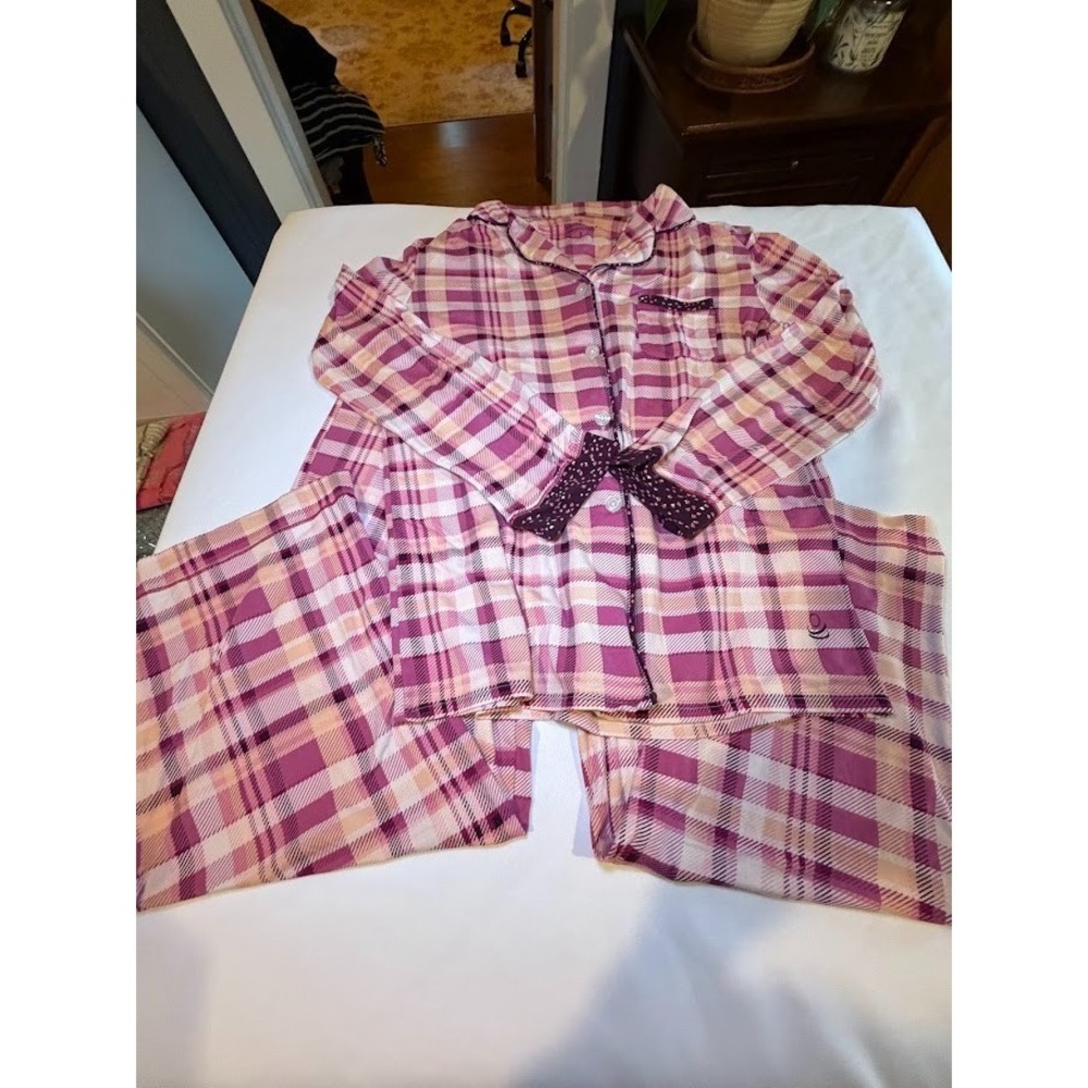 Women's Cuddl Duds Preppy Plaid 2-Piece Pajama Set- Size Small